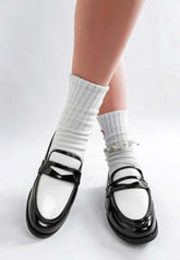 Bugle Duo Tone Black And White Penny Loafers, Loafers, $ 59.00, A Moment Of Now™